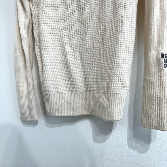 Neomondo Narvik rib wool sweater jumper quarter zip unisex cream - Picture 6 of 8